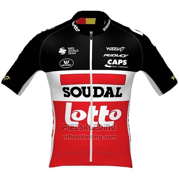2020 Fietskleding Lotto Soudal Zwart Wit Rood Korte Mouwen en Koersbroek
